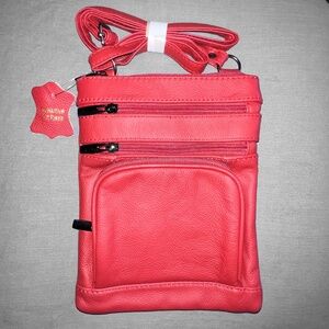 Genuine Leather Red Mini Crossbody Bag